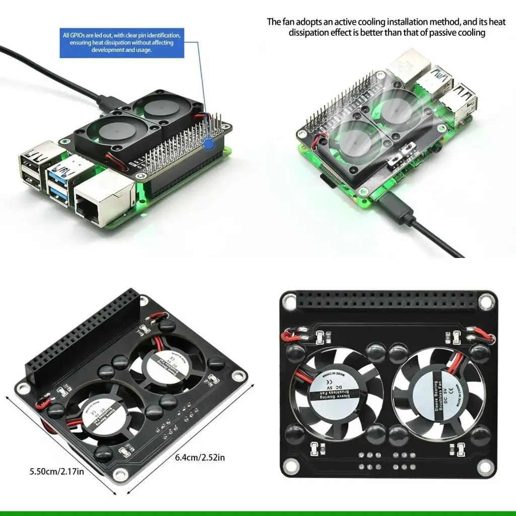 U55C لوحة تبريد معدنية متقدمة مزدوجة المروحة تدعم إضاءة LED لتوت العليق 5 #1
