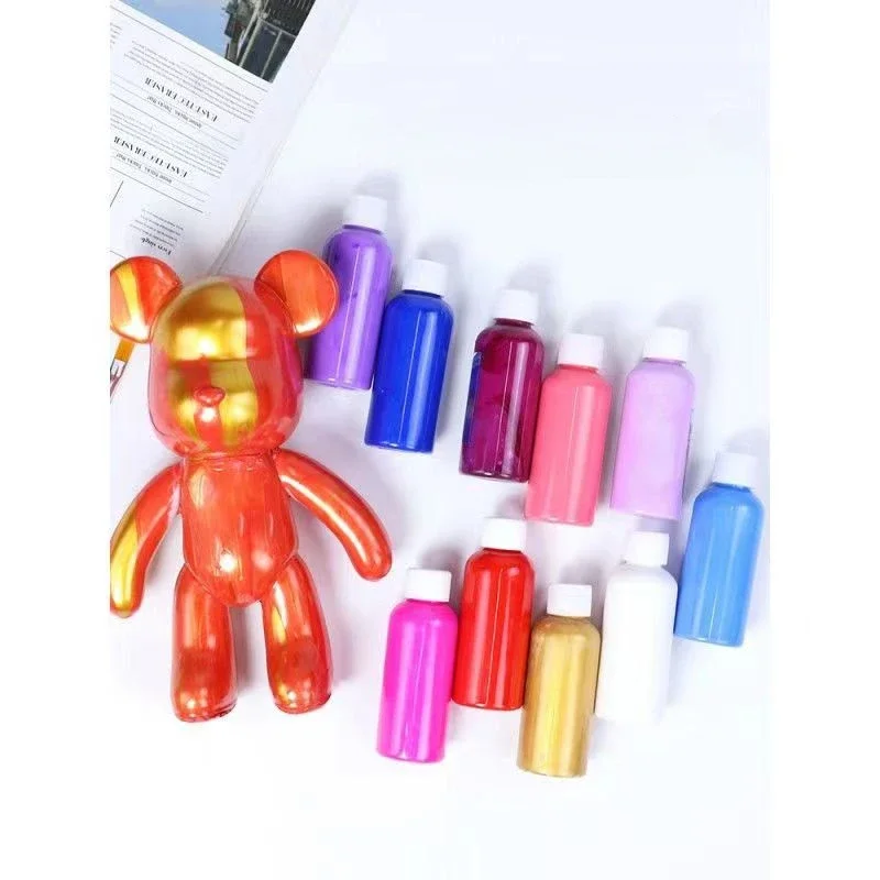 100ML High Gloss Fluid Bear Acrylic Paint Quick Drying Acrylic Pouring 27 Colors DIY Hand Painting Children's Plaster Model