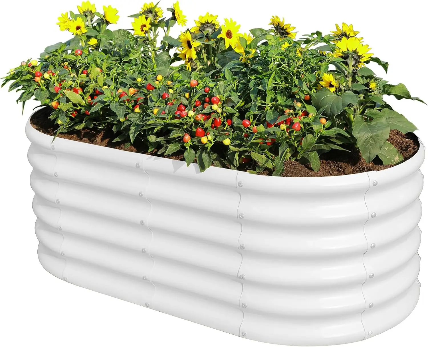 

18“ Tall 4×2ft Galvanized Raised Garden Bed Kit, Galvanized Planter Garden Boxes Outdoor, Oval Large Metal Raised Gard