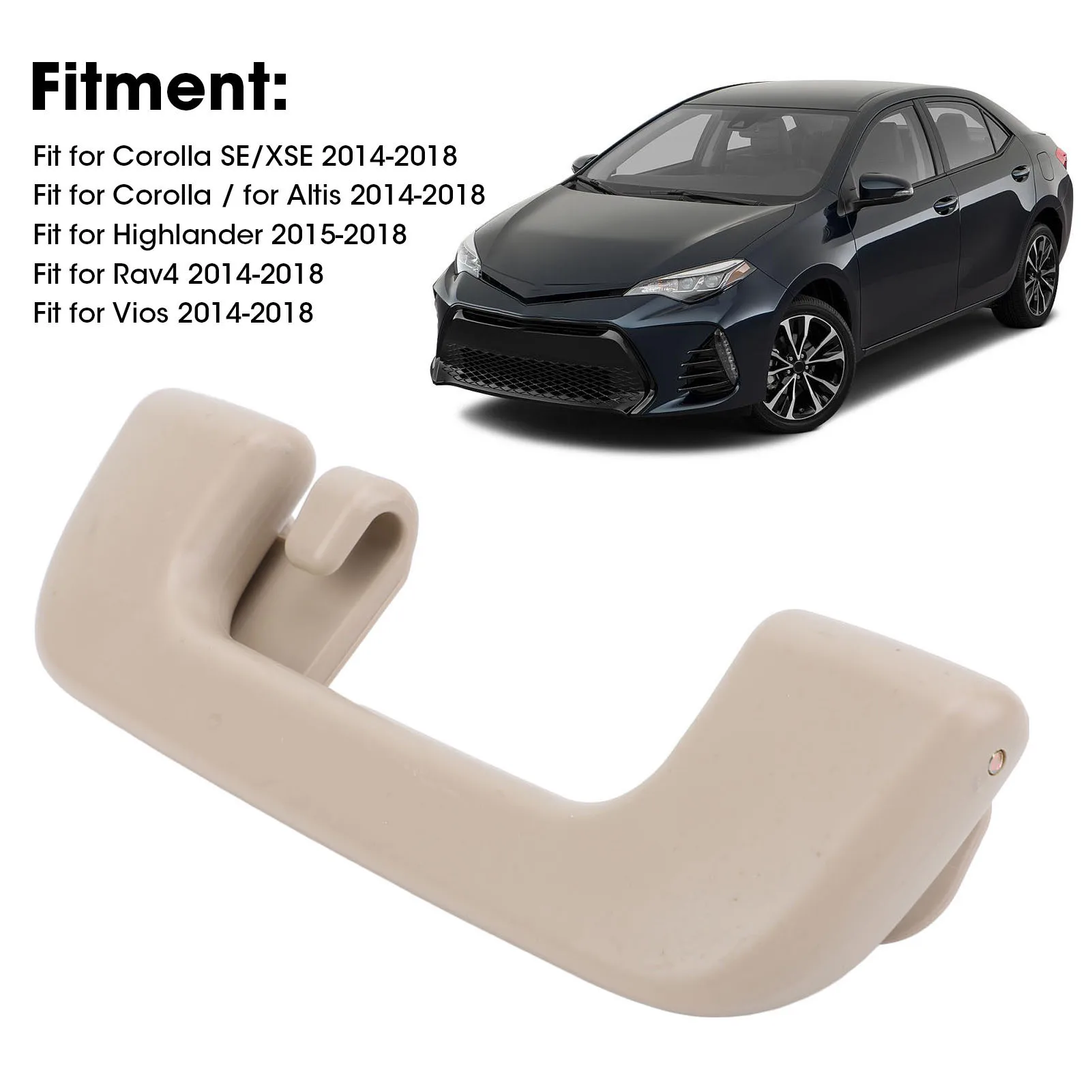 

Auto Roof Pull Handle Comfortable Grip Car Interior Grip Handle For Corolla Rav4 Vios 2014‑2018 Beige With Hooks For Rear Left