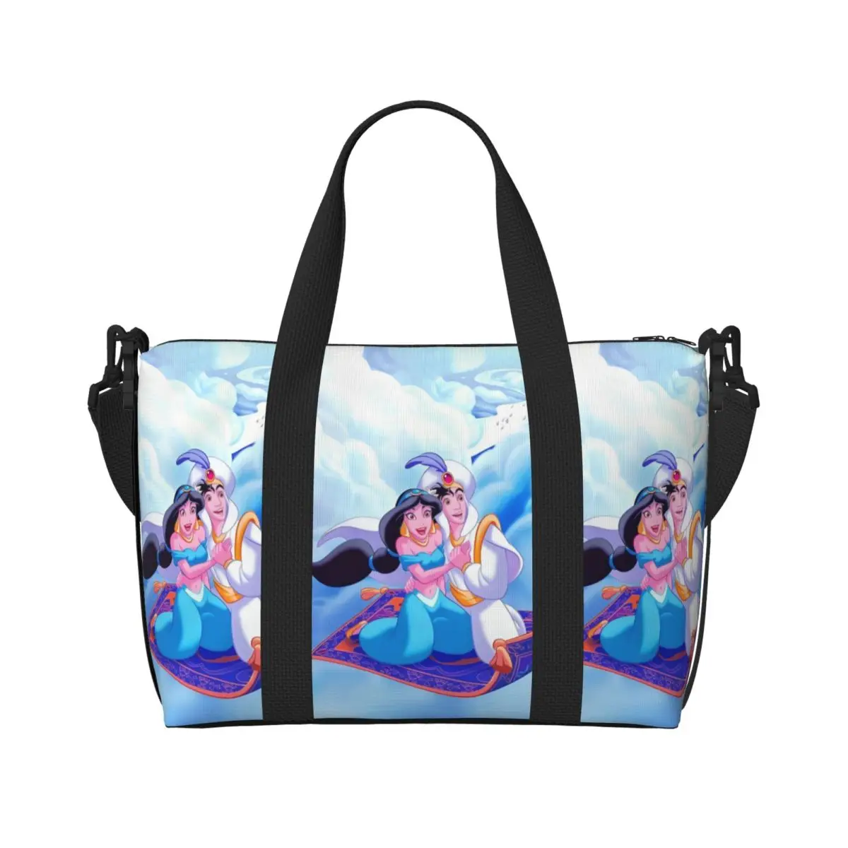 

Изготовленная на заказ большая сумка Aladdin для женщин, большая вместимость, аниме, пляжные дорожные сумки для спортзала