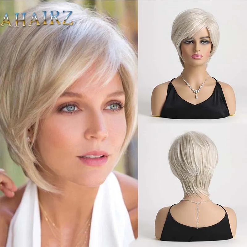 

Short Light Blonde Pixie Cut Wigs for Women Layered Synthetic Wig for Daily Party Cosplay Use