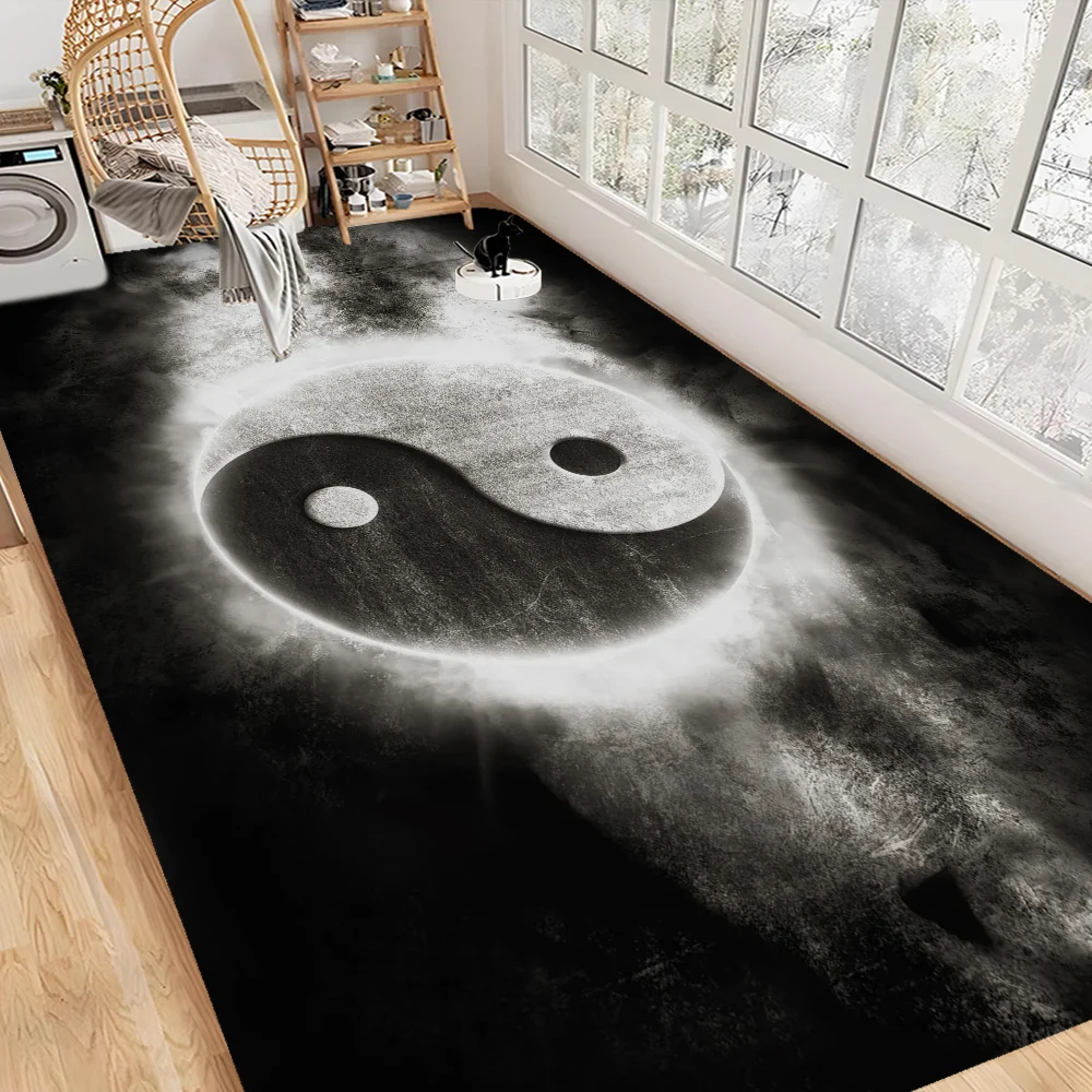 Nature Yin Yang Chinese Tai Chi Bagua Room Mats Anti-slip Absorb Water Long Strip Cushion Bedroon Mat Household Carpets