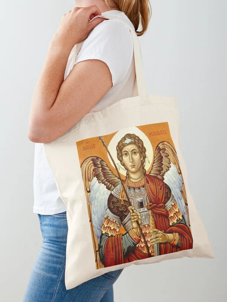 

Icon of the Archangel St Michael, Protector of the home, by Olga Bileski Tote Bag eco bag folding large tote bag Shopping bags