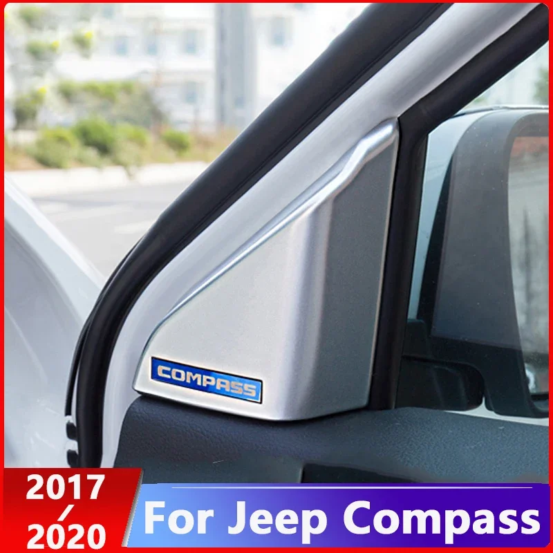 ABS Car Window A Pillar Colum Trim Cover Frame Sticker Decoration Fit For Jeep Compass 2017 2018 2019 2020 Interior Accessories