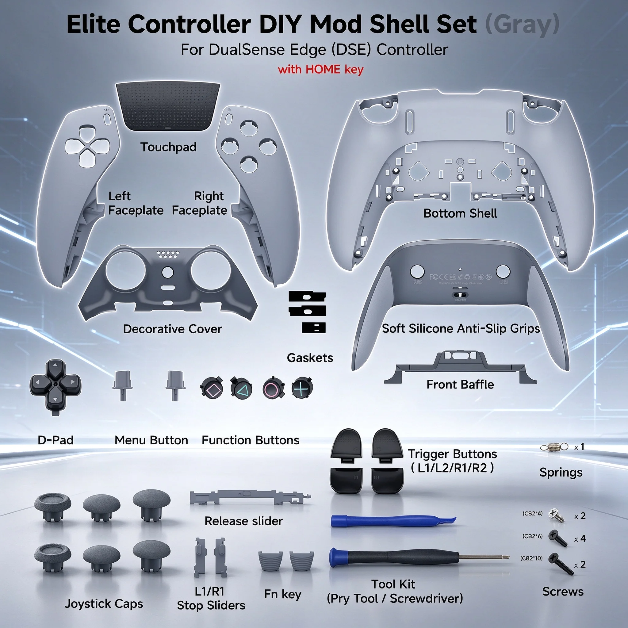 dse-eliteの改造アクセサリーフルセットに適しており、4色をご用意しています：ブラック、ホワイト、グレー、透明ブラック