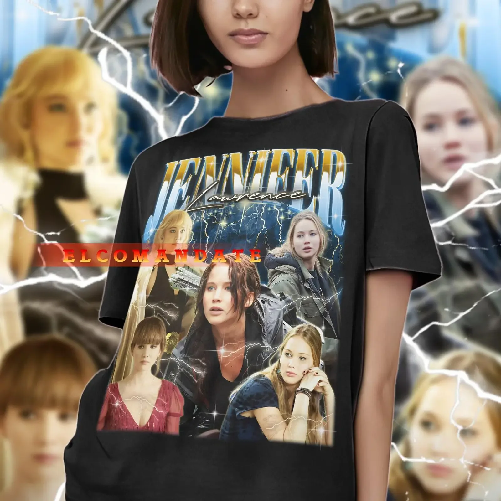 Vintage Jennifer Lawrence Homage T Shirt 90s Retro Casual  Fan Top vintage Washed graphic designer clothes Slightly Comfortable