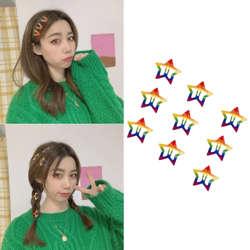 Y2k Rainbow Color Design Girls Hair Clip Taking Photo Hairpins Lovely Hairclip