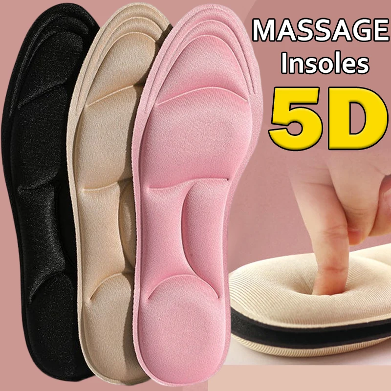 Semelles de Sport 5D en mousse à mémoire de forme, pour femmes et hommes, coussin respirant déodorant, semelles orthopédiques pour soins des pieds