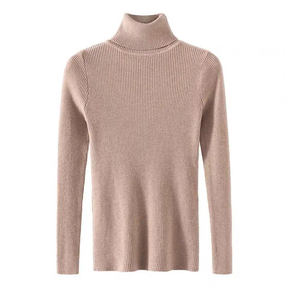 Skin-friendly Long-sleeve Top Women's High Neck Knitted Base Top Slim Fit Solid Color Pullover for Spring for Women for Women