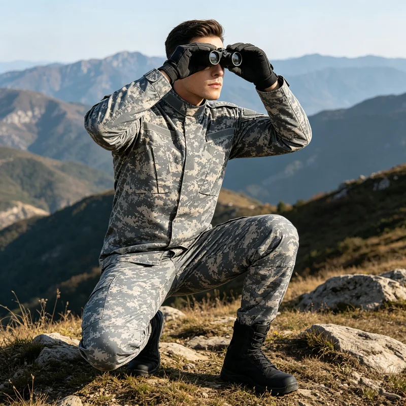 

Tactical Camo Full Body Apparel Military Style Breathable Quick Dry Uniform Waterproof Windproof Suit CS Game, Hunting, Trekking