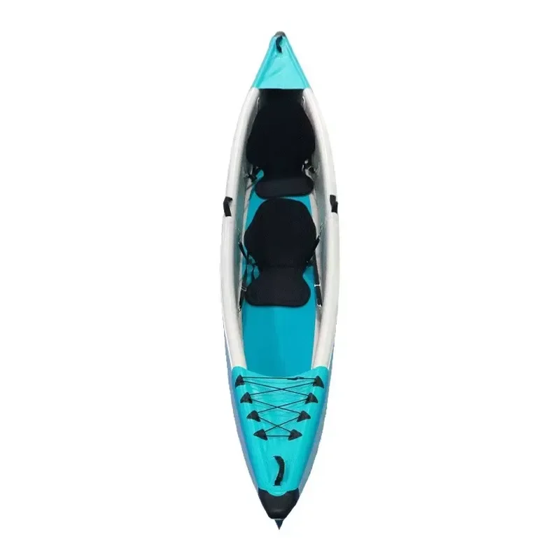 Inflatable Double Kayak Eco-Friendly Thickened PVC Wear-Resistant Fishing Rafting Boat 3.1-4m 2 Persons