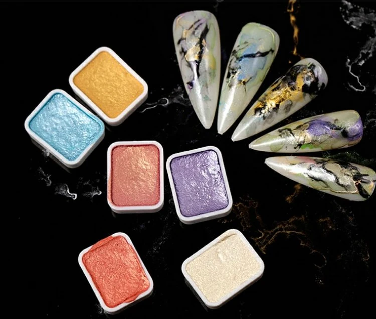 Perlmuttfarbene, solide Aquarellfarbe, Metall-Aquarellmalerei mit glänzenden Perlen, solide Aquarellmalerei und Künstlerbedarf – Detail 17