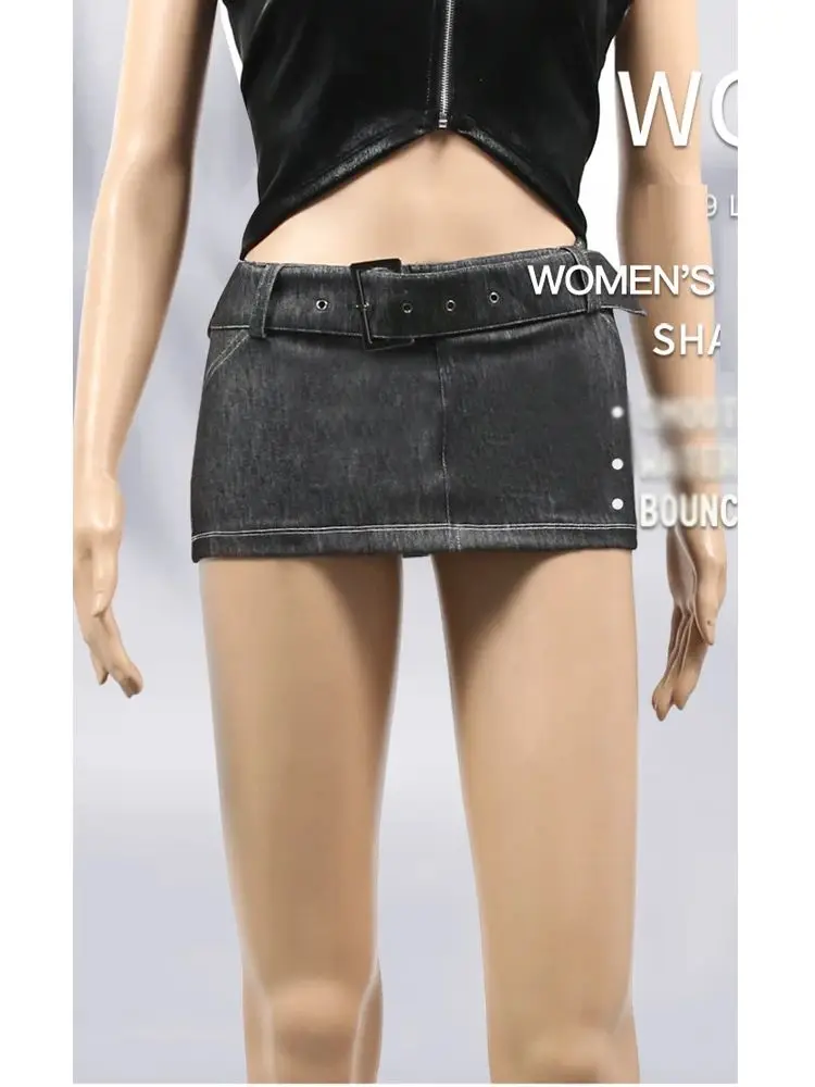 S-3XL Low Waist Sash Denim Micro Mini Skirts Tights Package Hip Pencil Skirt Hot Sexy Faldas Cortas Jupe Saias Gonna Streetwear