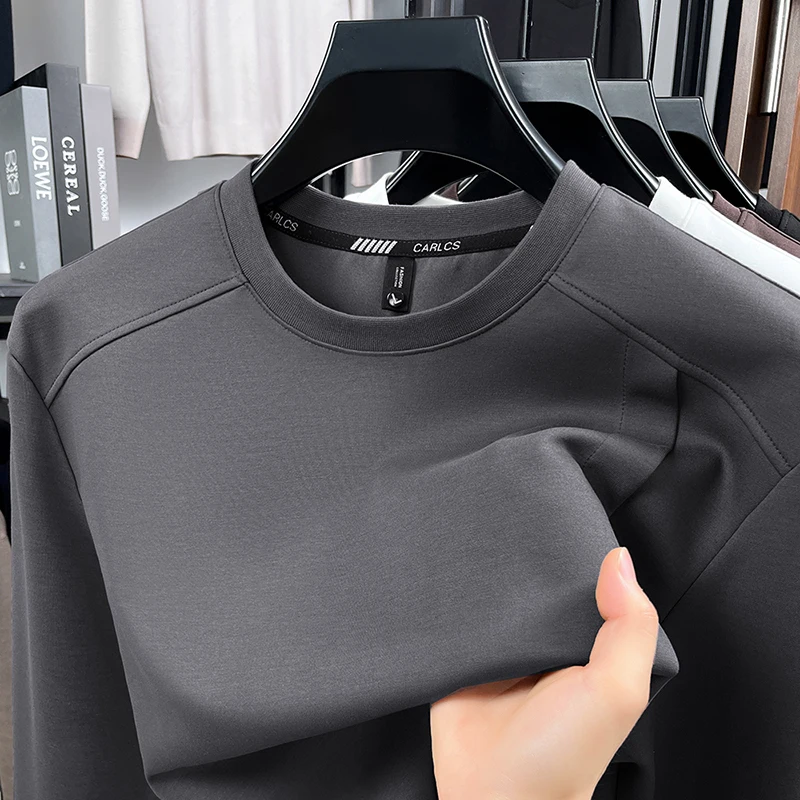 العلامة التجارية الأصلية جودة تي شيرت رجالي الخريف رائعة س الرقبة بلون كم طويل بلوفر أنيق تنوعا الاتجاه الرجالي