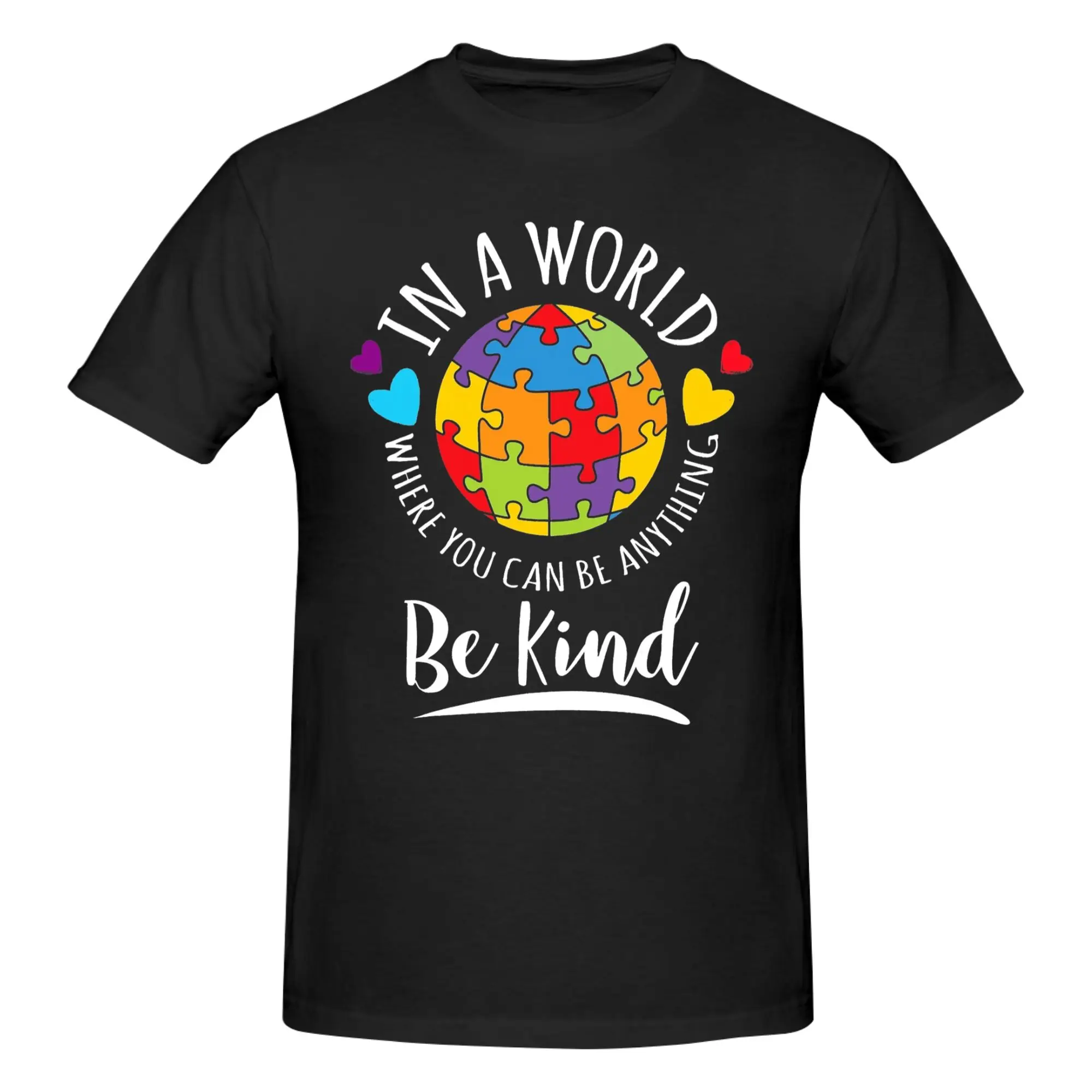 1 Piece Acceptance Different Funny Graphic 100% Cotton T-Shirt Autism Awareness Day Tops Tees For Men