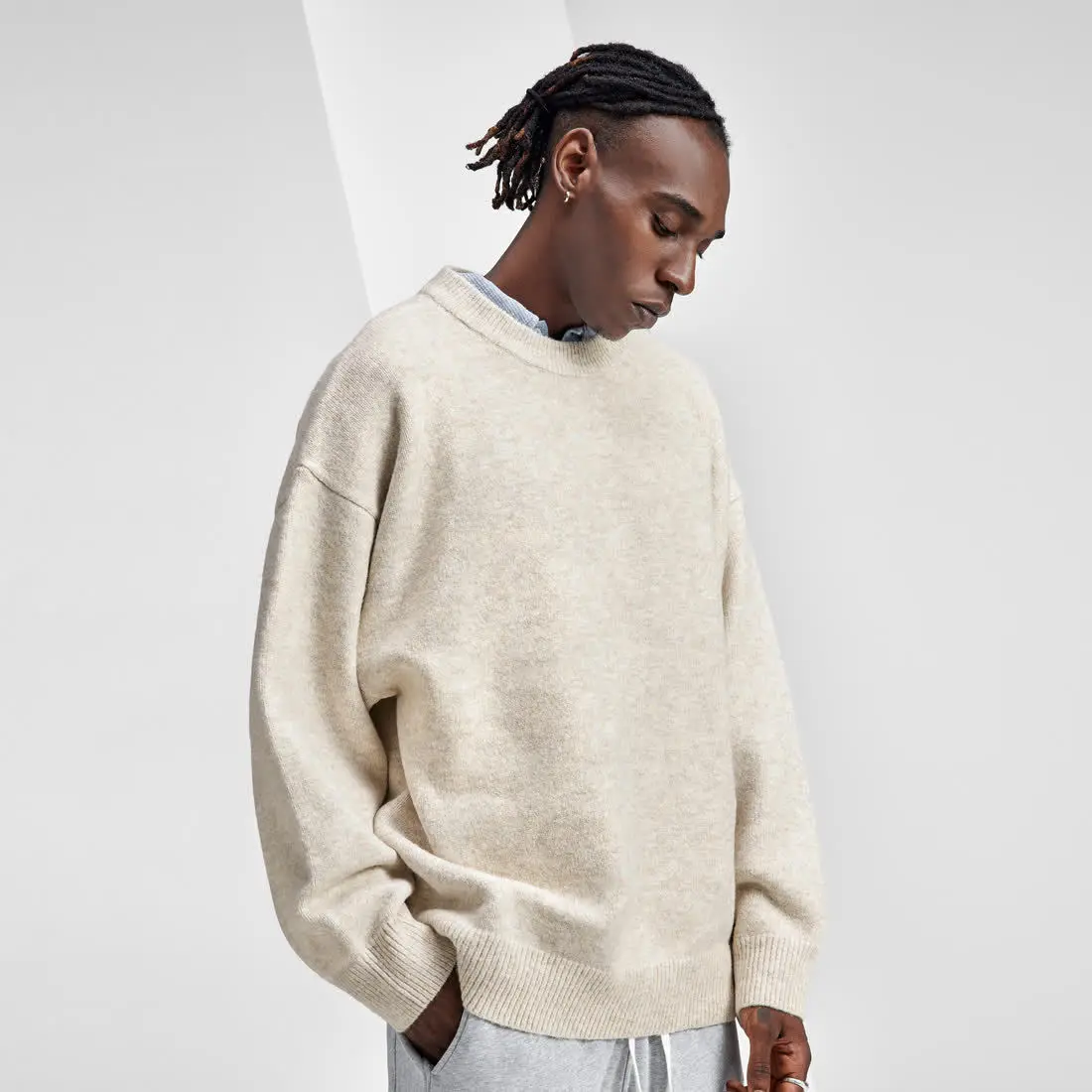 

Men's Oversized Sweatshirt Ribbed Corduroy Crewneck Long Sleeve Loose Fit Casual Going Out Pullover Tops