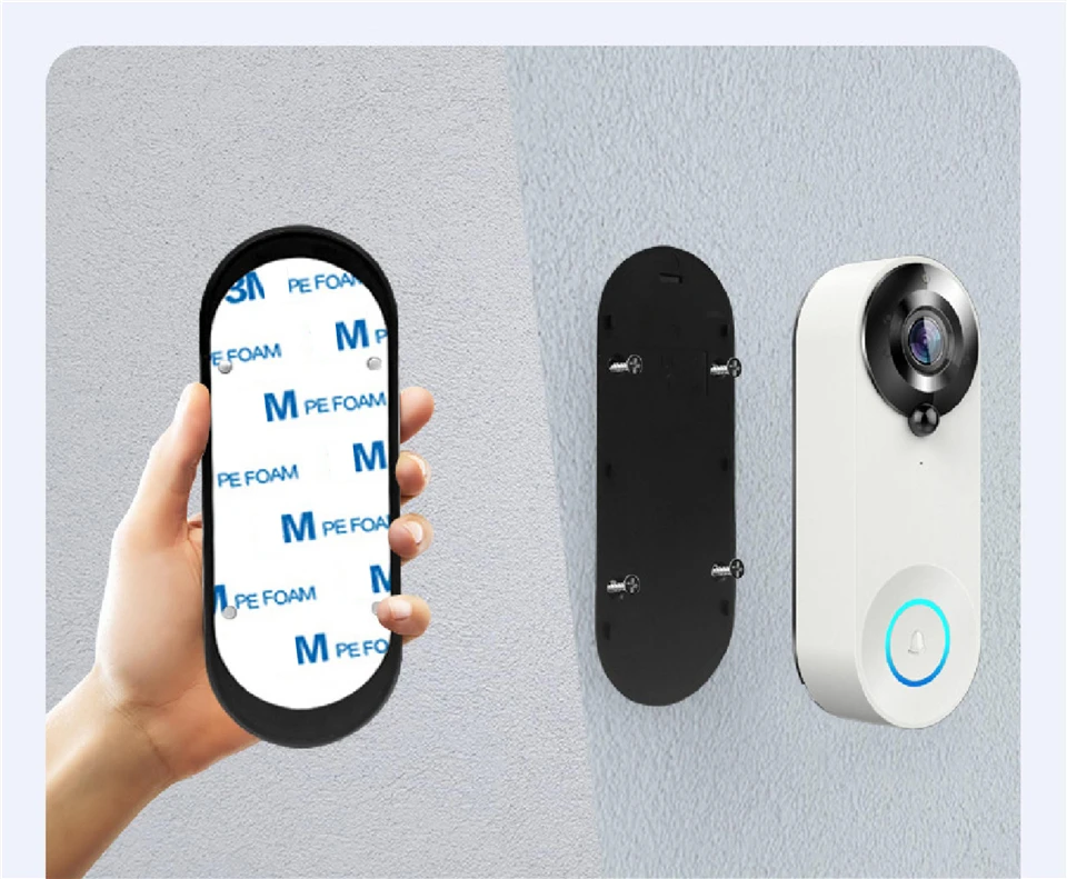 Tuya APP Smartlife WiFi Doorbell 1080P Wide Angle Video Door Phone Intercom Visual Peephole Viewer with Chime for Home Secur