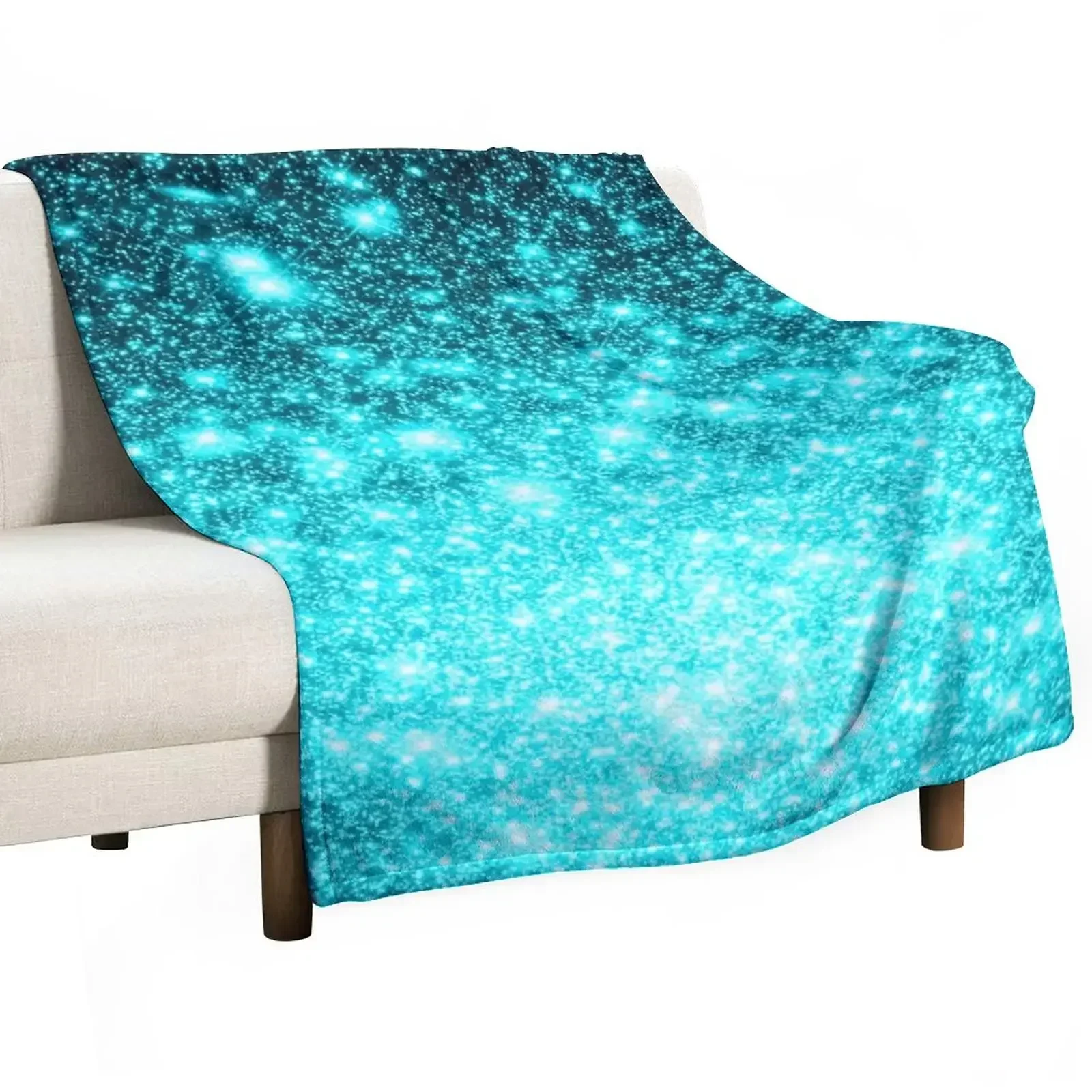 Teal Galaxy Sparkle Stars Ombre Throw Blanket valentine gift ideas Moving Flannel Fabric Blankets