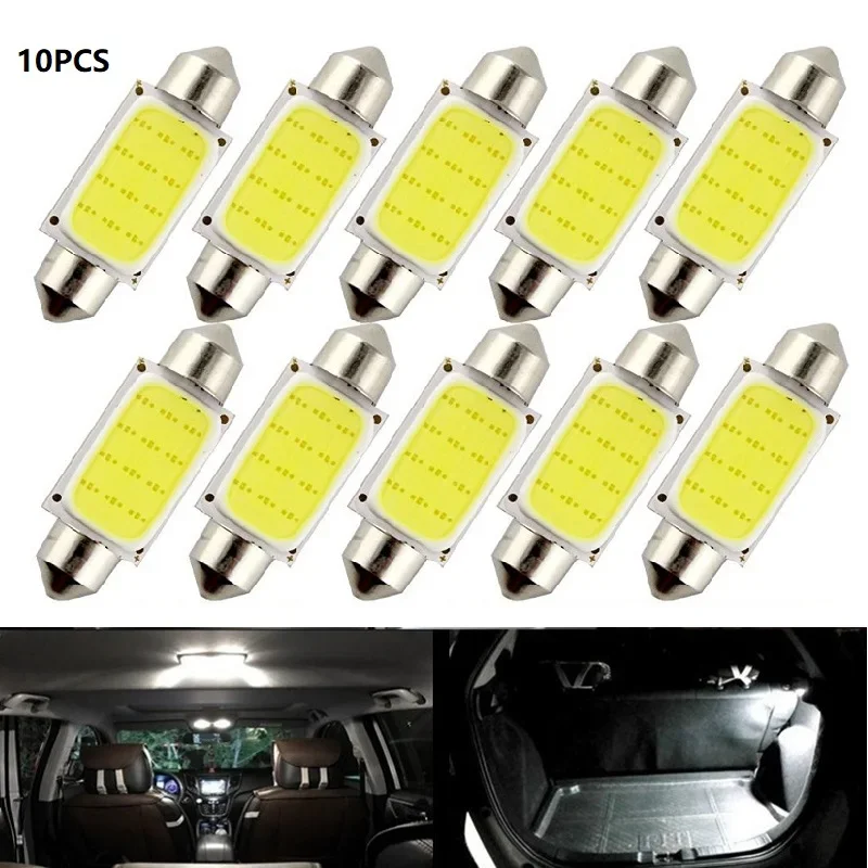 

10pcs 자동차 번호판 인테리어 독서등, LED COB 축제, 백색 전구, 6500K, 12SMD, 10x C10W, C5W, 31mm, 36mm, 39mm, 41mm, 42mm, 12V
