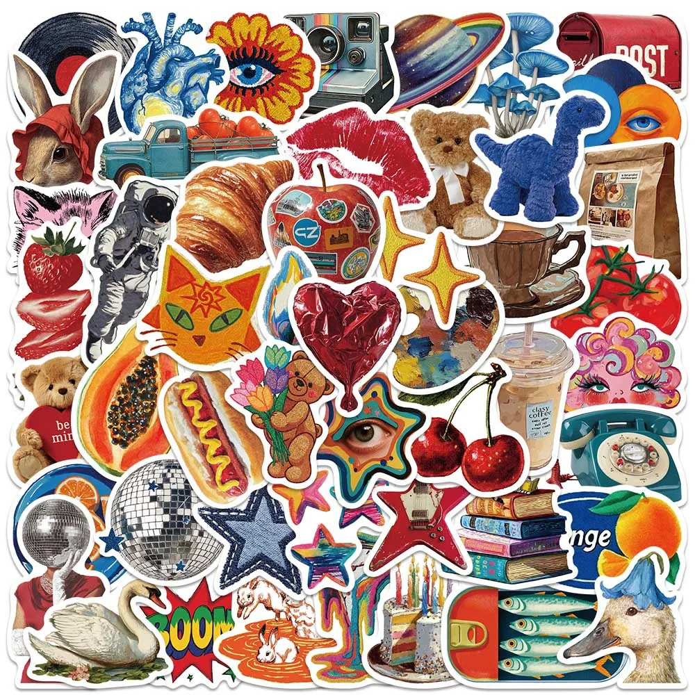 

50PCS Cartoon Retro Vintage Y2K INS Style Graffiti Sticker DIY Decoration Mmobile Phone Case Notebook Water Cup Toy Gift Sticker