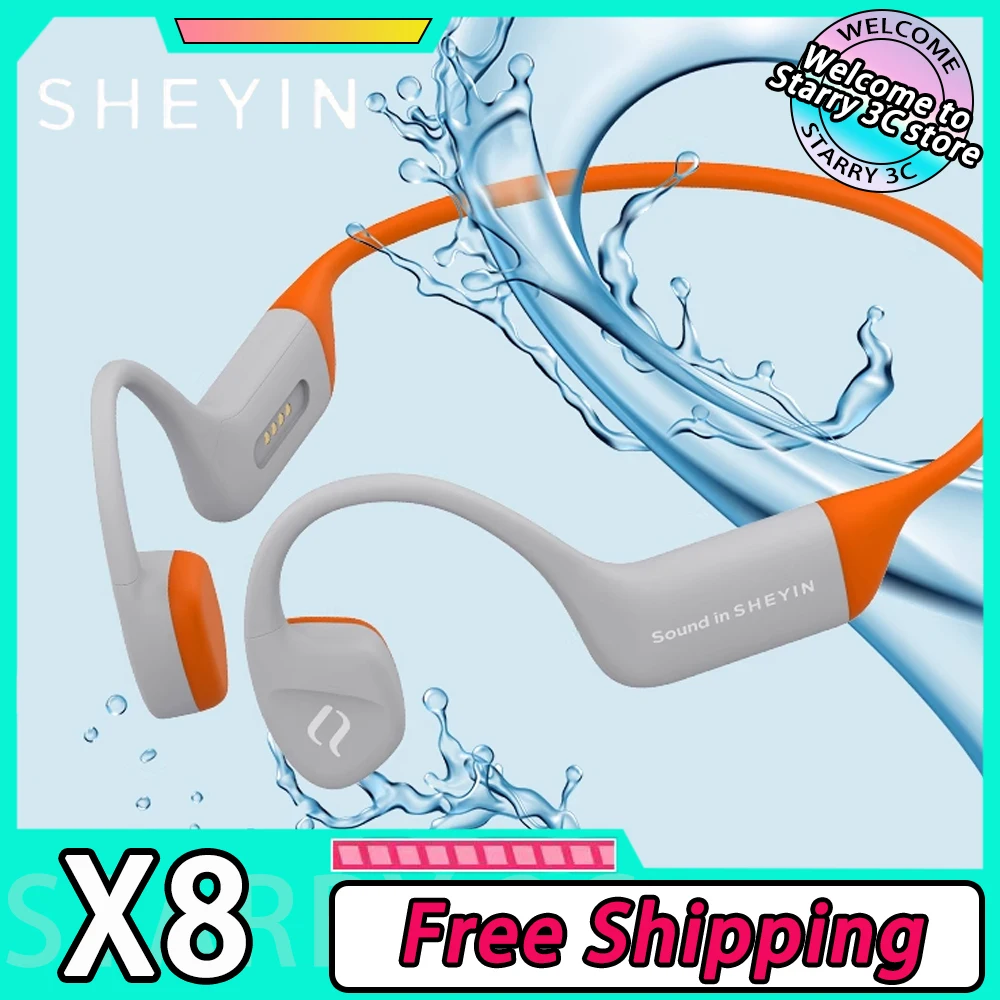 

SHEYIN X8 Swimming Earphone Bluetooth5.4 Bone Conduction IPX8 Waterproof Earphones Noise Cancellation Headphones For Swim Riding