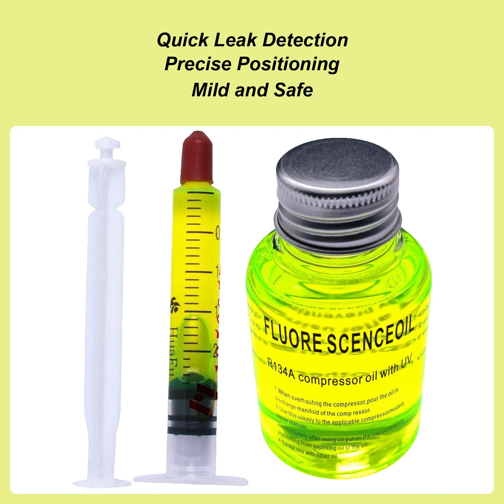 

2.5/60ml R134a Refrigerant Fluorescent Oil Leak Repair Agent Car Air Conditioner Oil Detection Repair Agent Plugging Agent Leak