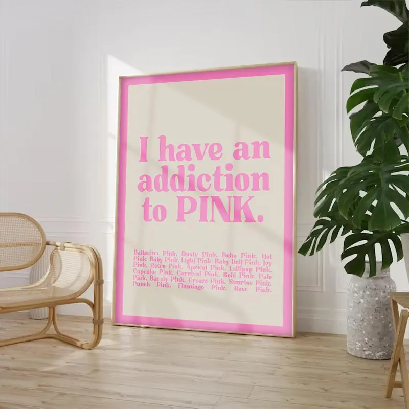 

Pink Trendy Avant Garde Wall Art Stylish Vintage Alphabet Canvas Painting Interesting Bedroom Decor Frameless Decorative Poster