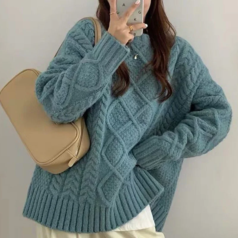 Fashion O-Neck Knitted Solid Color All-match Sweaters Female Clothing 2023 Autumn New Casual Pullovers Long Sleeve Commute Tops