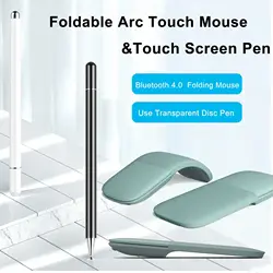 Bluetooth 4.0 Wireless Mouse 1600 DPI Folding Arc Touch Mouse Slim Foldable Silent Mice with Touch Screen Pen For Macbook Laptop