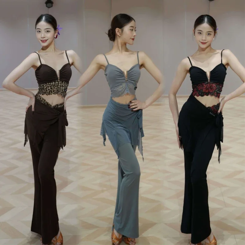 

Fashion Ballroom Dance Clothing For Women'S Latin Dance Costumes Sleeveless Latin Top Modern Dancing Pants Training Wear SL12968