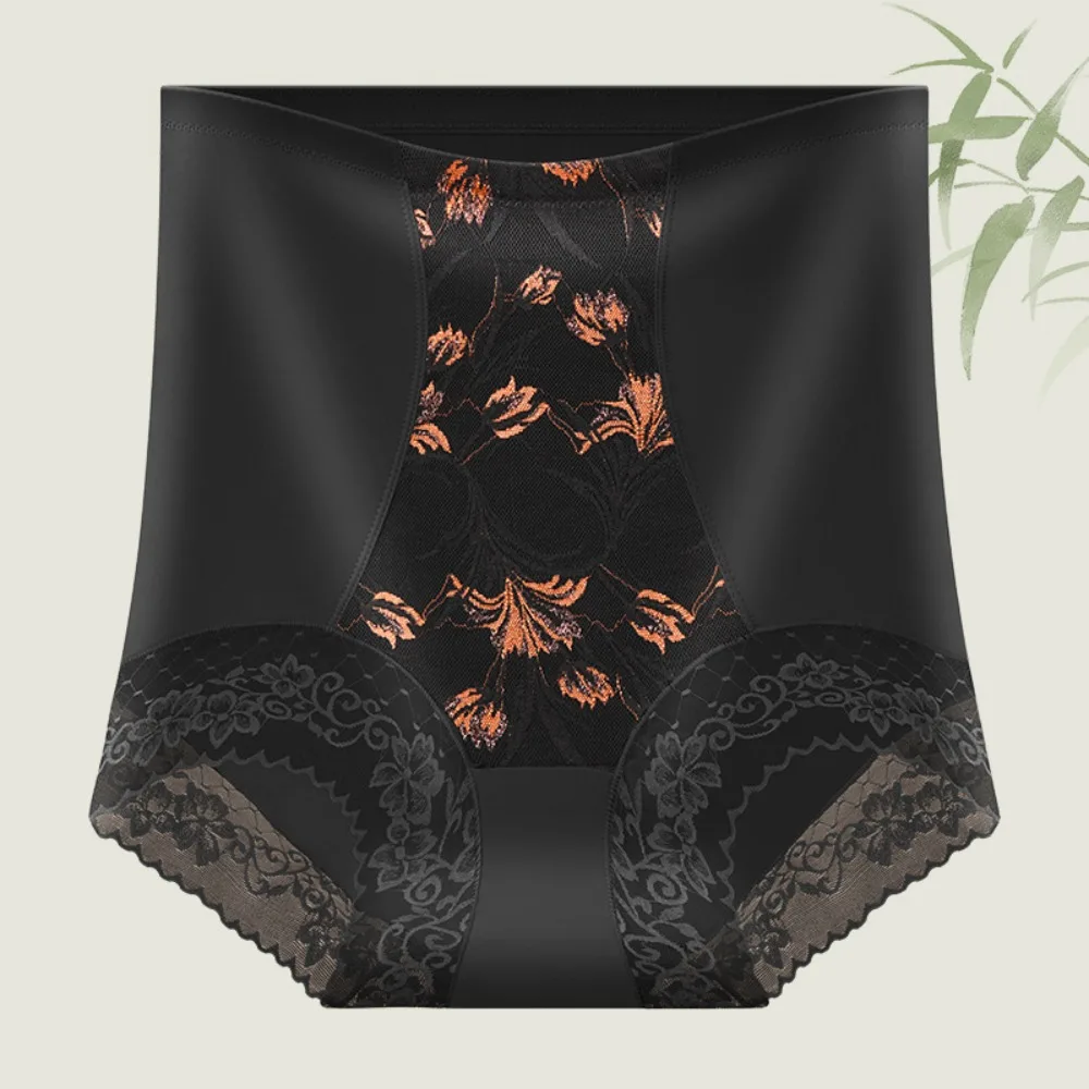 

High Waist Postpartum Body Shaper Cotton Crotch Shapewear Slimming Shapers Waist Trainer Belly Contracting Lace Floral Briefs