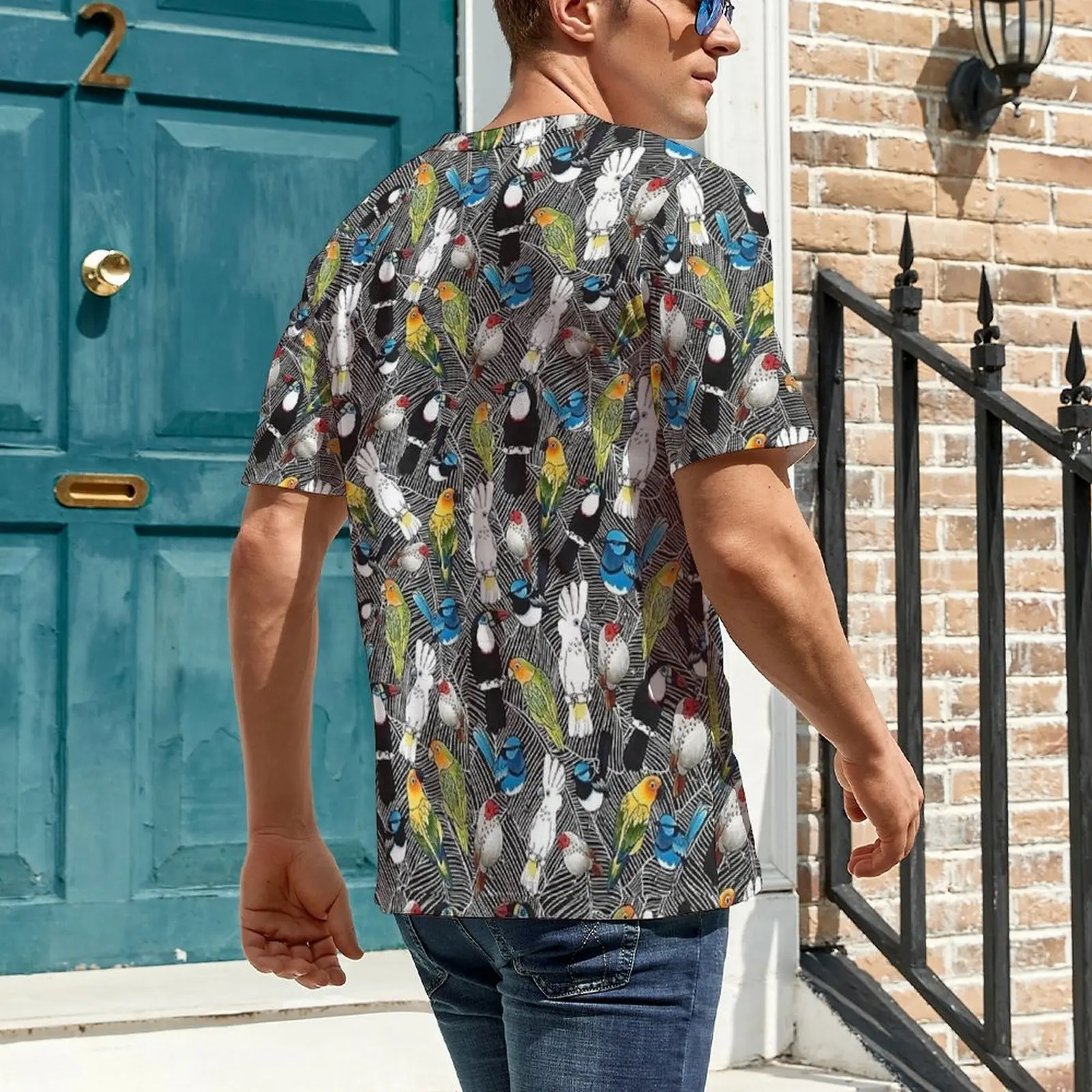 Oversized T Shirt Summer Australian Wild Parrot Mix Print T Shirts  Basic O-Neck Tee Shirt Mens Trendy Graphic Top Tees