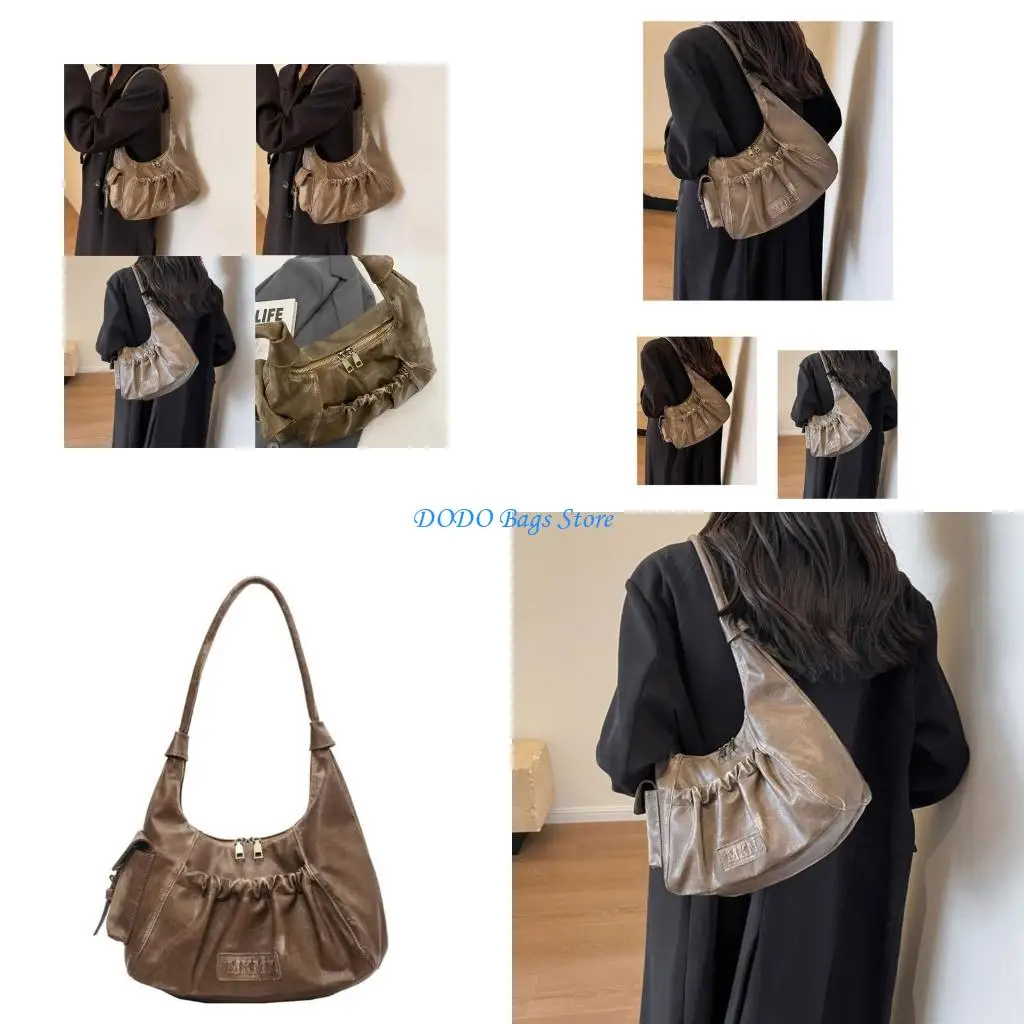 

Women's Shoulder Bag Saddles Bag Handbag Leather Clutch Purse with Zipper Closur