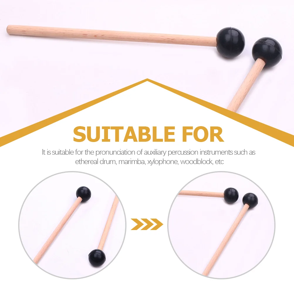 2 Pcs Ethereal Drum Hammer Percussion Mallet Sticks for Xylophone Prime Marimba Drumstick Wooden Solid