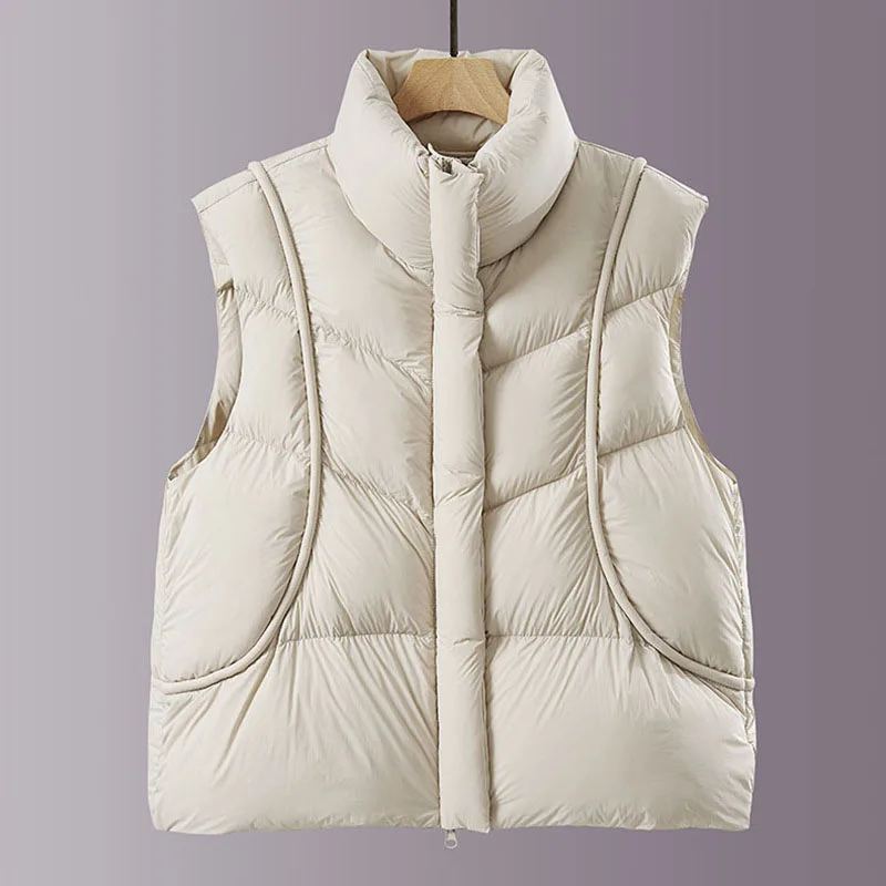 2025 nuevo chaleco de mujer muy esponjoso 90 chaleco de plumón de pato blanco moda femenina Otoño Invierno chaleco de mujer