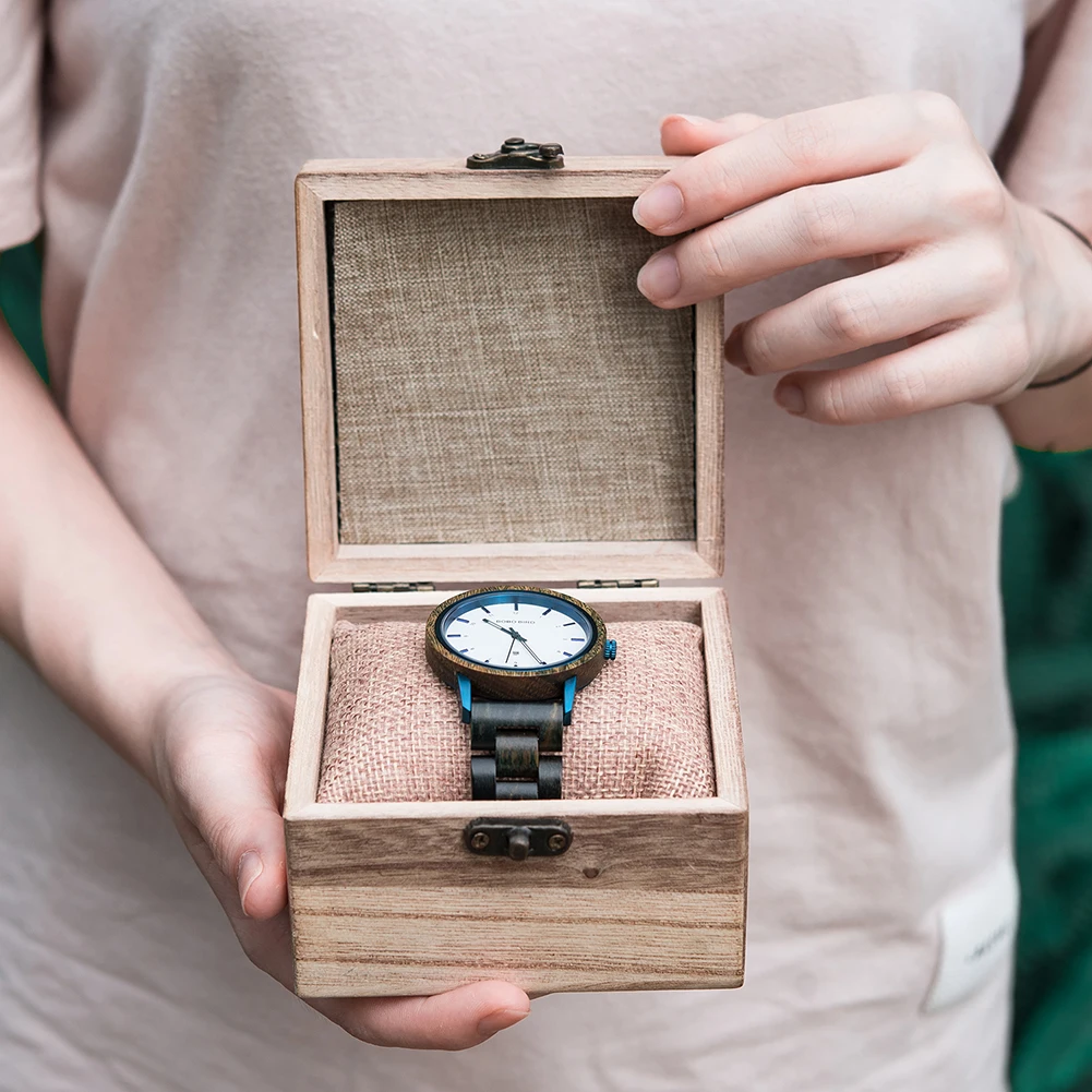 BOBO BIRD reloj de madera de cuarzo para hombre y mujer, cronógrafo de pulsera, sencillo, personalizado, OEM, envío directo