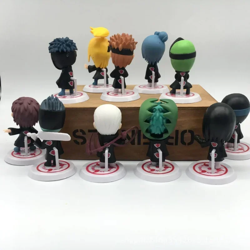 11Pcs/Set Q Ver. Naruto Akatsuki Mini Figure Uchiha Itachi Madara Konan Hidan Figurine Anime Decoration Model Toys Dolls