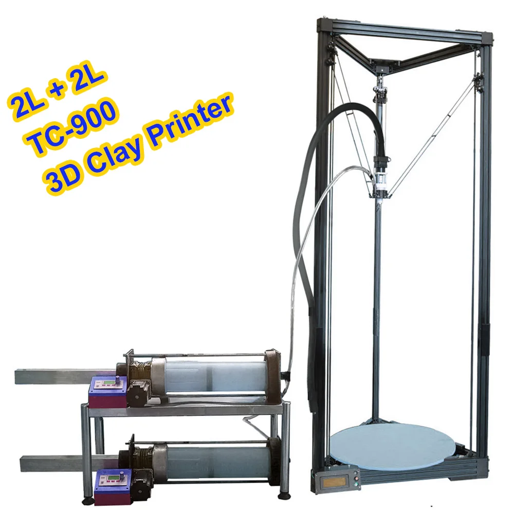 

Clay Ceramic 3D printer, Large Clay 3D Kossel Printer 2L+2L barrel TC-900 DIY kit