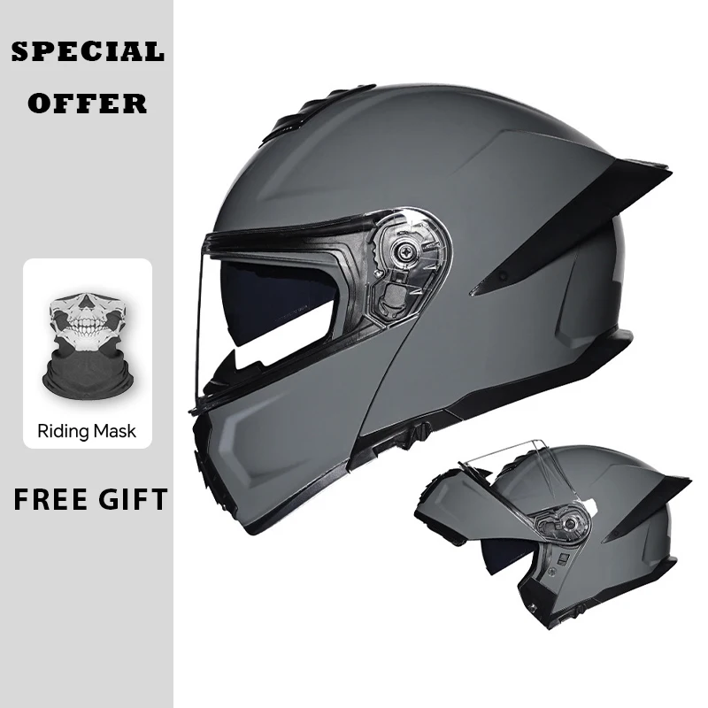 오토바이 플립업 헬멧 더블 바이저 대형 테일 사계절 DOT 플립업 풀페이스 헬멧 레이싱 모듈러 헬멧 듀얼 렌즈