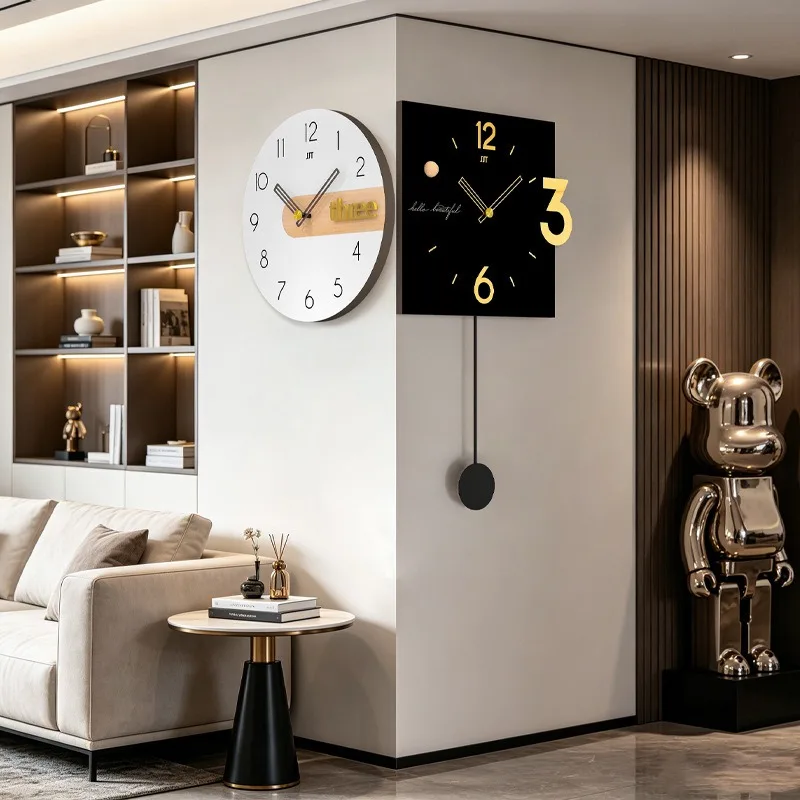 Corner Wall Clock Silent Pendulum Clock Modern Design Living Room Stylish Wall Decorations Watch Interior Luxury Room Ornaments