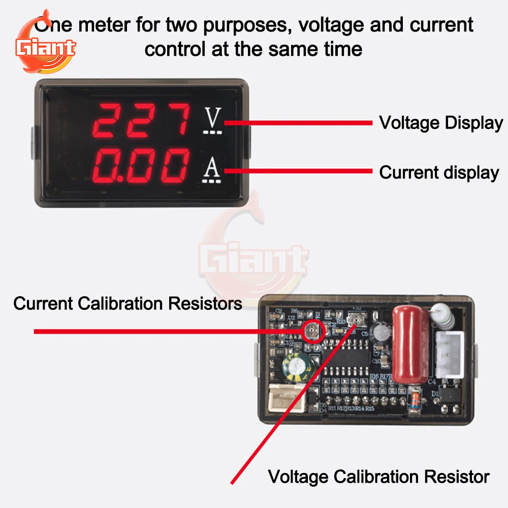 AC 70-480V 10A/100A Digital Voltmeter Ammeter Dual Display Voltage Current Tester Volt Meter Gauge Detector Current Meter Panel