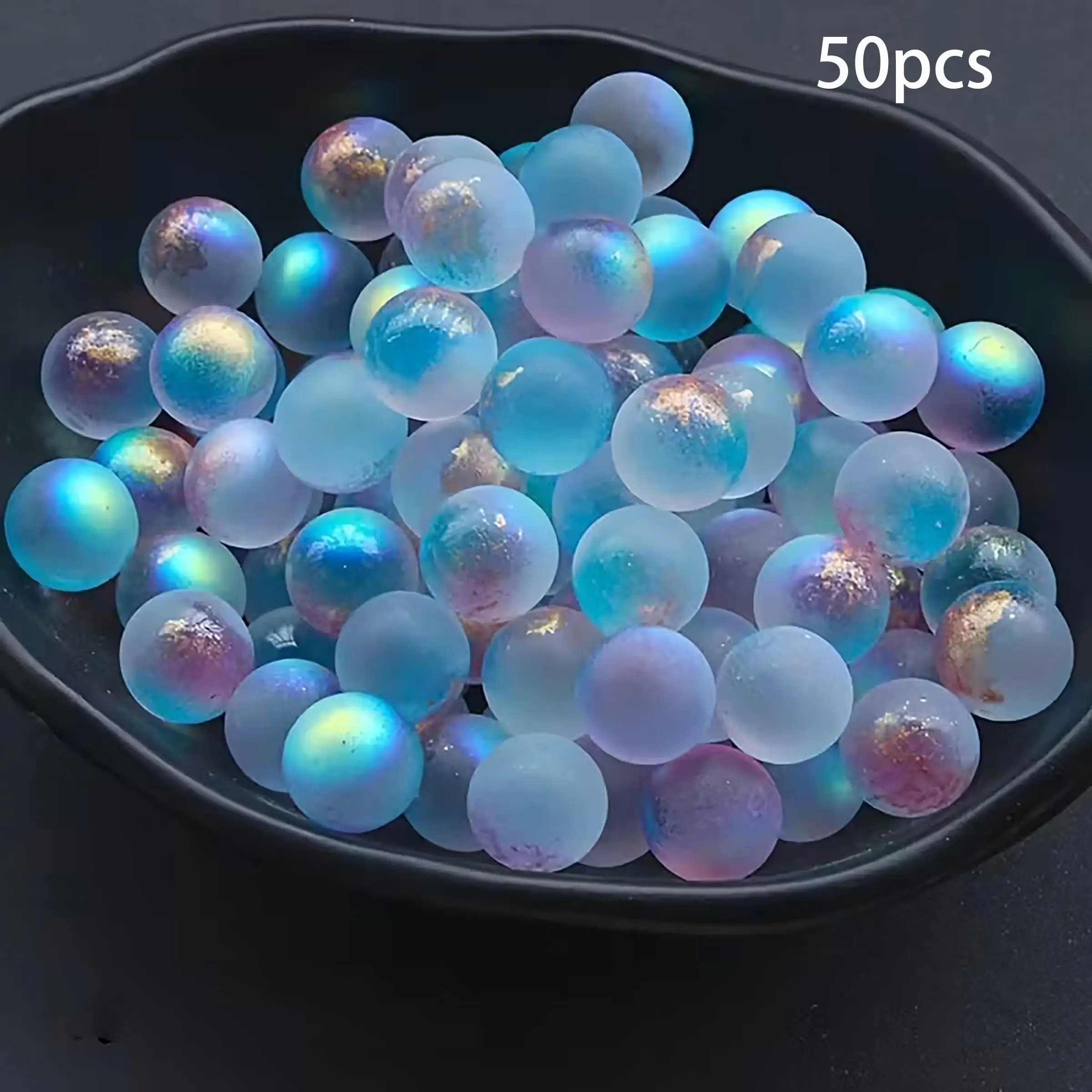 [50pcs Glass Crystal Balls] 50pcs Iridescent Glass Crystal Balls | Vibrant Blue, Green, Pink & Multicolor Decorative Balls for P