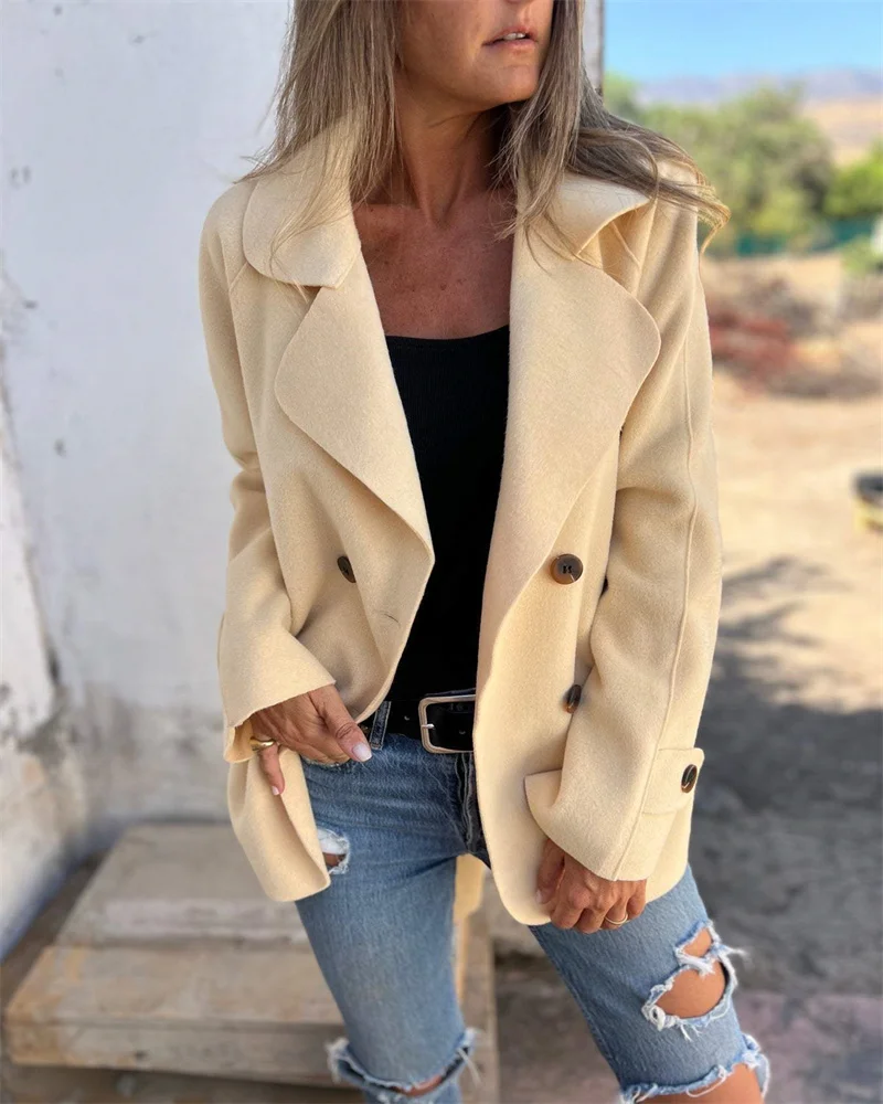 Taglie forti moda donna autunno e inverno casual bottone semplice cappotto casual a maniche lunghe taglie forti abbigliamento donna