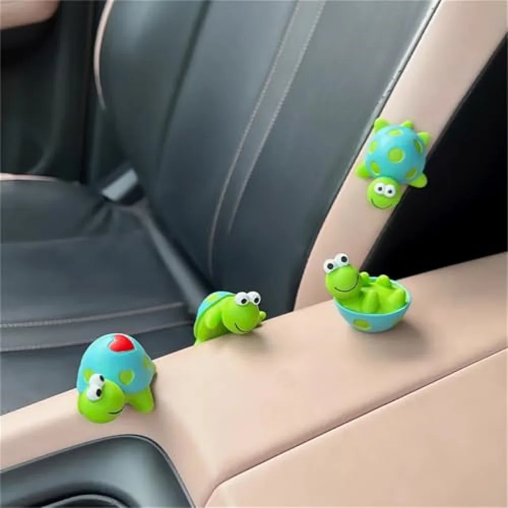 4 Pcs Mini Resin Tortoise Figurines, Cute Car Dashboard Decor & Funny Rearview Mirror Ornaments, Fairy Garden Landscape Decor,