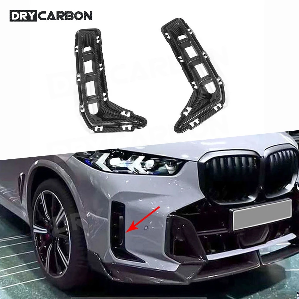 

for BMW X5 G05 G18 LCI M Sport 2023+ Dry Carbon Fiber Front Bumper Fog Lamp Mesh Decoration FRP Body Kit Car Styling Accessories