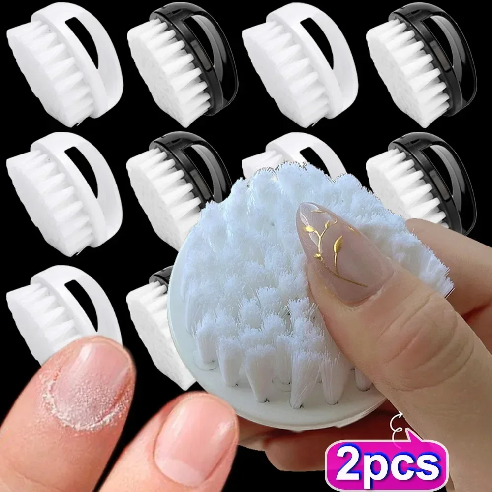 2 uds anillo cepillo de limpieza de polvo de uñas cerdas duras cepillos de uñas DIY cepillo de limpieza de polvo profesional herramientas de cuidado de manicura