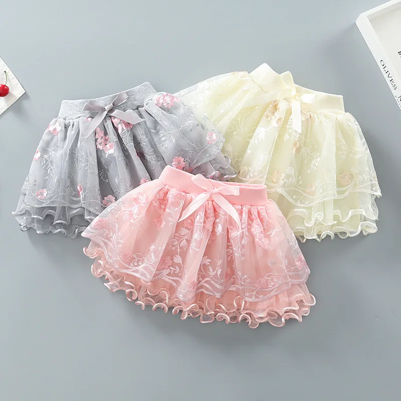 2-7Years Girls\' Mesh Tutu Skirts Children\'s Skirts Style Puffy Skirts Four Seasons Princess Cake Skirts Tulle Petticoat Tulle