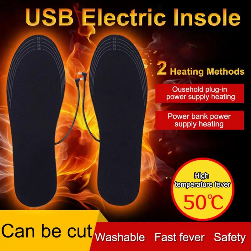 Heated Insoles Winter Outdoor Insoles USB Can Be Wash and Cut Heated Insole for Men Women Outdoor Hunting Fishing Camping Hiking