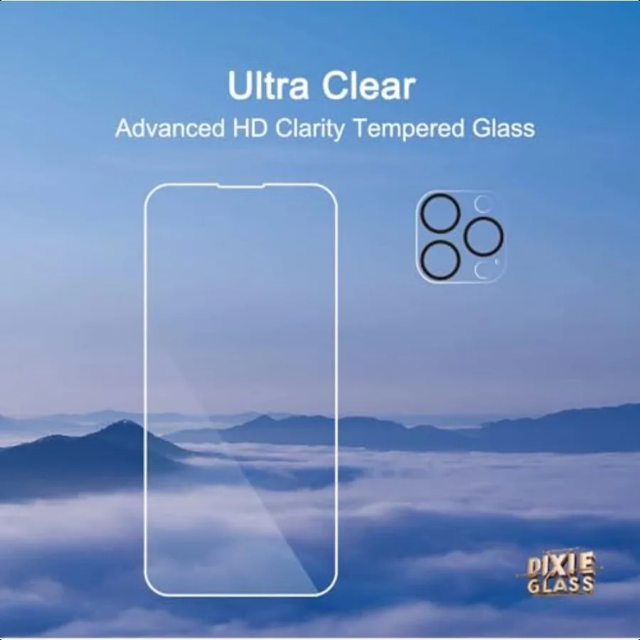 Pellicola salvaschermo in vetro temperato per iPhone 14 Pro da 3 pezzi + protezione per obiettivo fotocamera da 3 pezzi